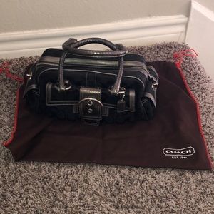 Coach silver and black satchel